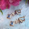 14ct Yellow Gold folient and geometric Diamond Drop