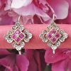 14ct yellow gold Ruby and Diamonds drop earrings