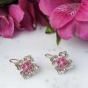 14ct yellow gold Ruby and Diamonds drop earrings