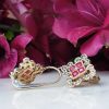 14ct yellow gold Ruby and Diamonds drop earrings