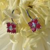 18c white gold flower shaped Ruby and Diamond Earrings