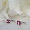18c white gold flower shaped Ruby and Diamond Earrings