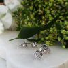 18ct White Gold Diamond Flower Shaped Earrings