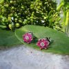 18ct White Gold Flower Shaped Ruby & Diamond Earrings