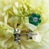 18ct White Gold Flower Shaped Emerald & Diamond Earrings