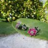 18ct White Gold Flower Shaped Ruby & Diamond Earrings