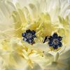18ct White Gold Flower Shaped Sapphire & Diamond Earrings