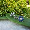 18ct White Gold Flower Shaped Sapphire & Diamond Earrings
