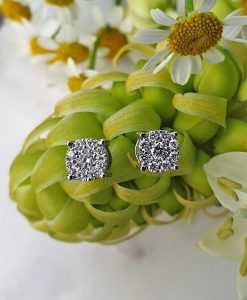 18ct White Gold Dainty Flower Shaped Diamond Earrings