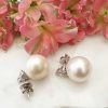 Pearl & Diamond In 18ct White Gold Earrings