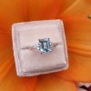18ct White Gold Delicate Aquamarine & Diamond Ring
