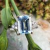 18ct White Gold Delicate Aquamarine & Diamond Ring