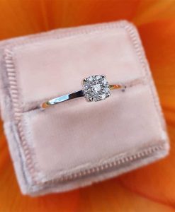 18ct White Gold Single Rose Cut Diamond Cluster Ring