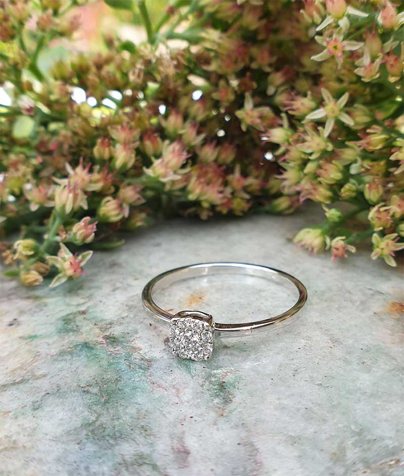 Diamond square sales cluster ring