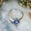 18ct White Gold Gemstone & Diamond Flower Ring: Ruby, Emerald or Sapphire