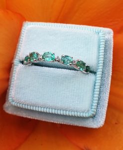 18ct White Gold Emerald & Diamond Full Eternity Ring