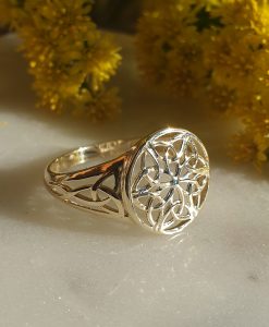 Solid Signet Ring with a Filigree Celtic Design