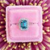 Art deco zircon and Diamond platinum ring