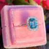 Art deco zircon and Diamond platinum ring
