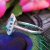 Art deco zircon and Diamond platinum ring