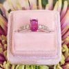 Natural 1.80cts Pink Sapphire & Diamonds Platinum Engagement Anniversary Ring