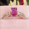 Natural 1.80cts Pink Sapphire & Diamonds Platinum Engagement Anniversary Ring
