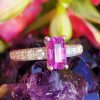 Natural 1.80cts Pink Sapphire & Diamonds Platinum Engagement Anniversary Ring