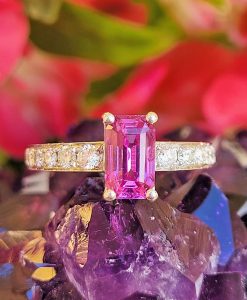 Natural 1.80cts Pink Sapphire & Diamonds Platinum Engagement Anniversary Ring