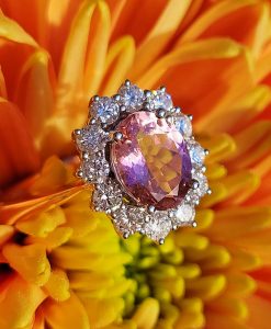 18ct Rose Gold Tourmaline and Diamonds ring