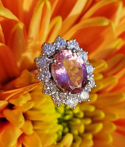 18ct Rose Gold Tourmaline and Diamonds ring