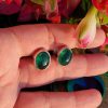 18ct white gold emerald stud earrings